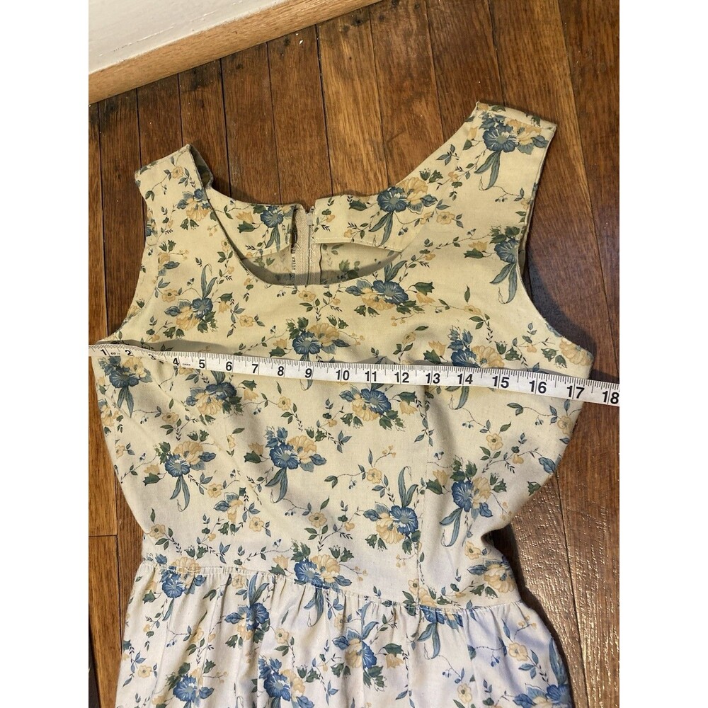 Antique Vintage 1930s / 40s Beige Printed Floral Cotton Dress Prairie Cottage - Picture 8 of 12
